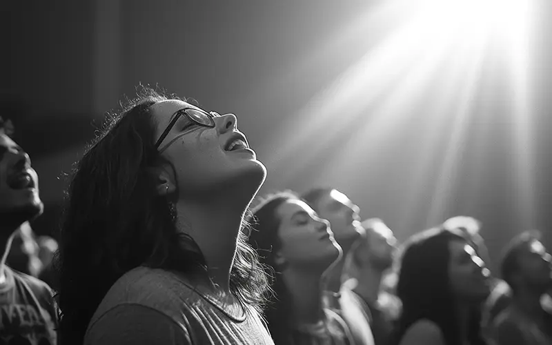 Worshiping at church